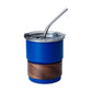 MHOME 300ML Stainless Steel Stacked Camping Cups with Walnut Handle