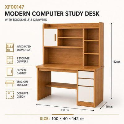 MFurn Home Office Desk with Hutch – 120cm XF00147
