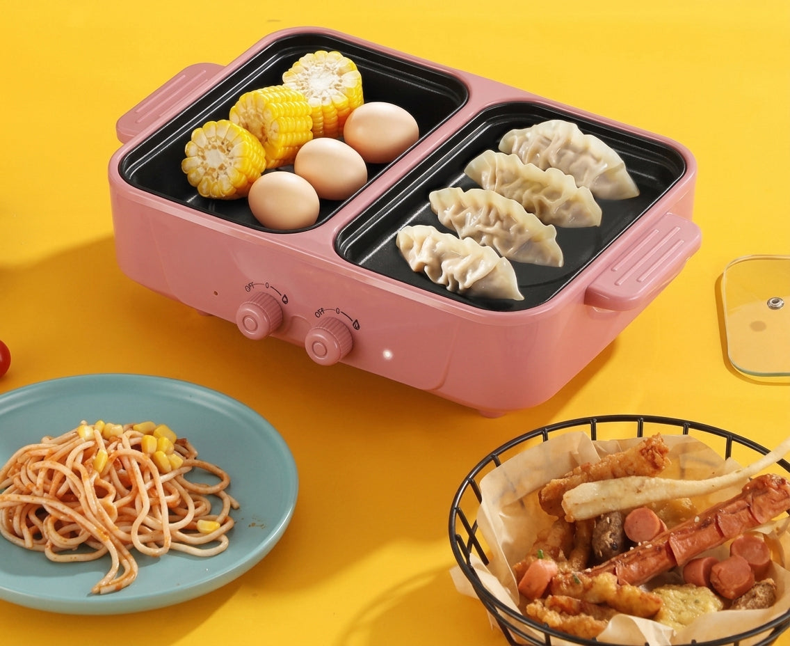 MHome Electric Baking Tray HM-30 — Dual-Zone Non-Stick Multi-Cooker 1000W