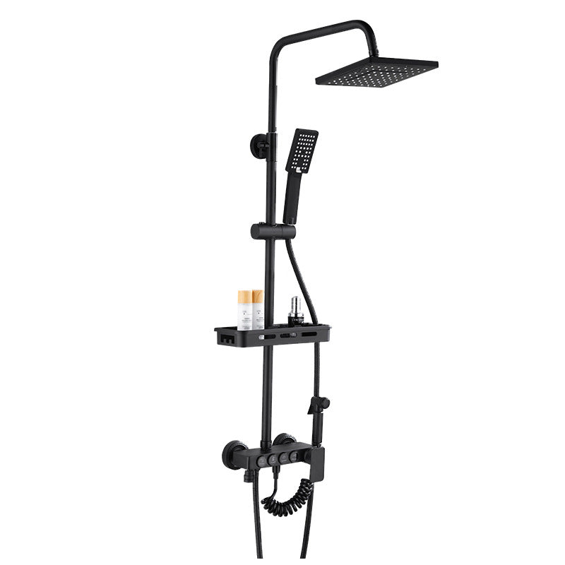 MHome Black & Gold Modern Shower System – 20.3 cm Rain Showerhead, Handheld & Tub Faucet