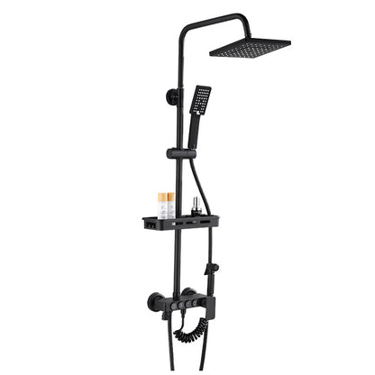 MHome Black & Gold Modern Shower System – 20.3 cm Rain Showerhead, Handheld & Tub Faucet