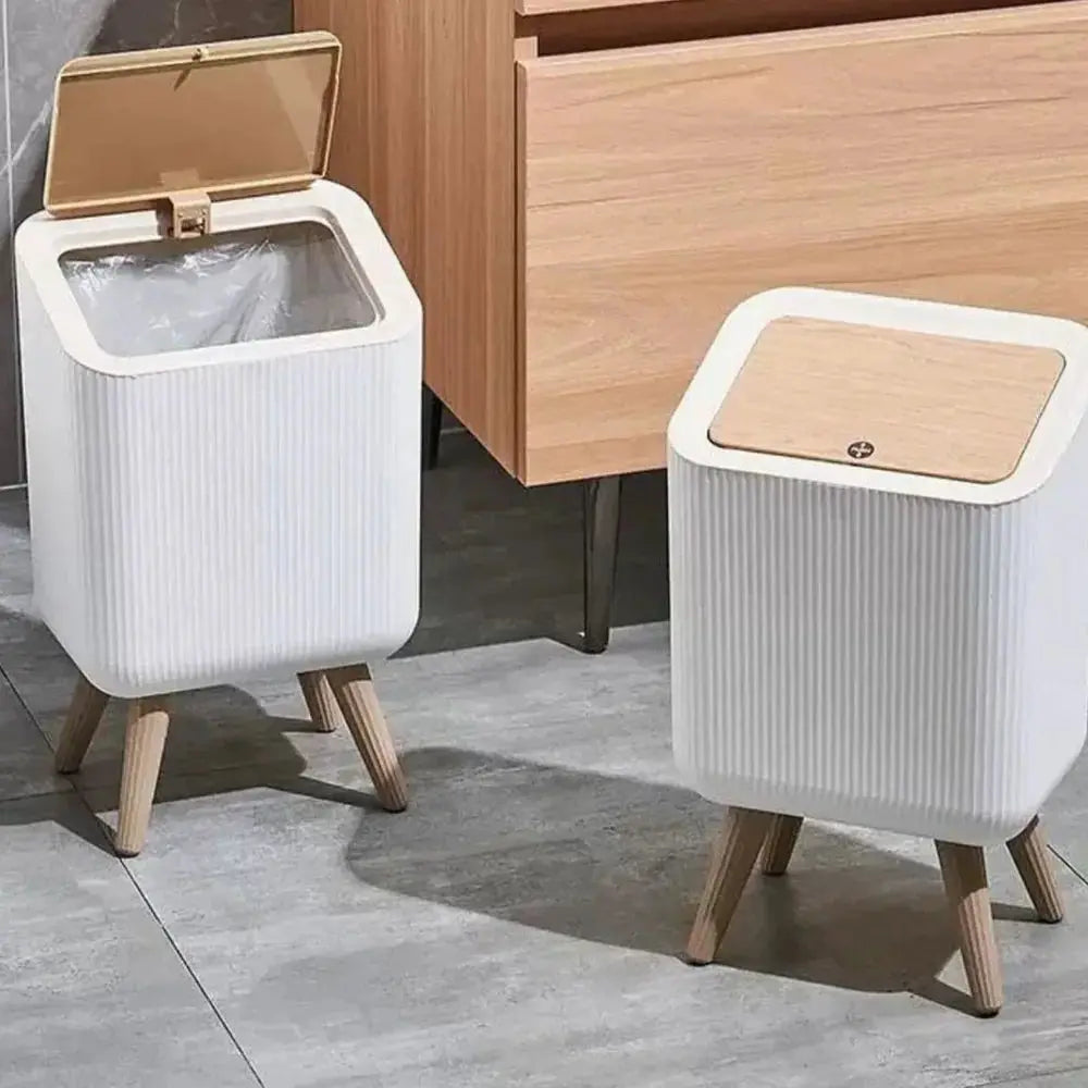 MHome Modern Push Top Trash Can with Lid – 10L Garbage Bin