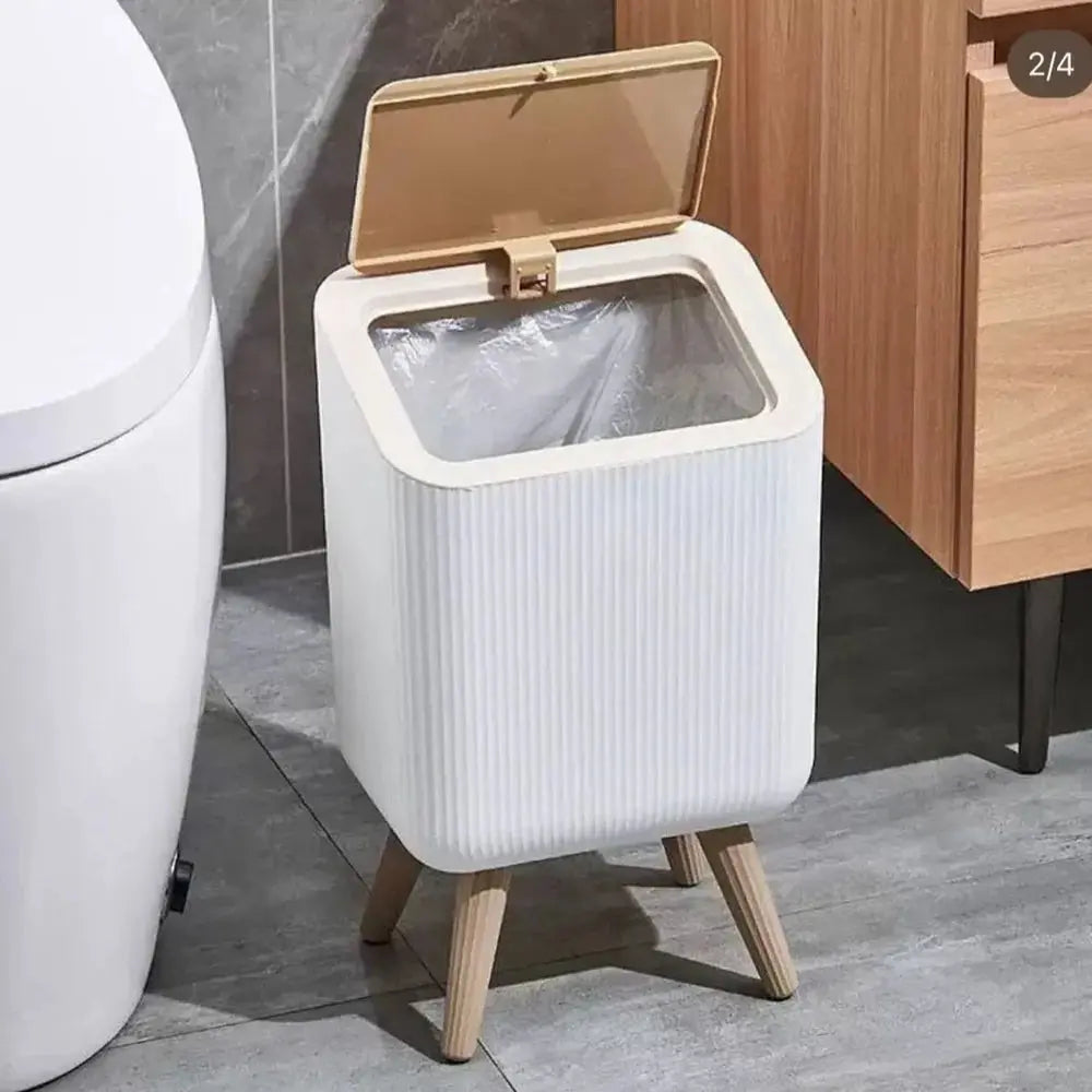 MHome Modern Push Top Trash Can with Lid – 10L Garbage Bin