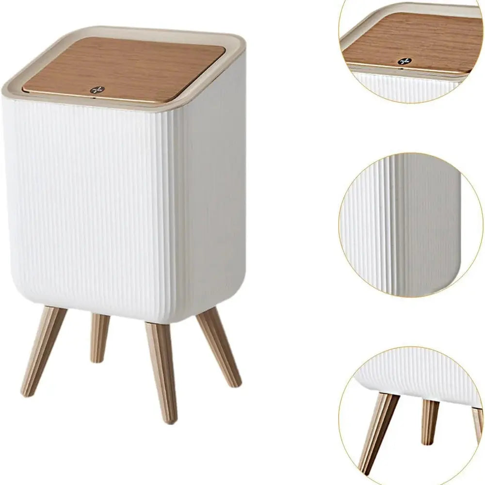 MHome Modern Push Top Trash Can with Lid – 10L Garbage Bin