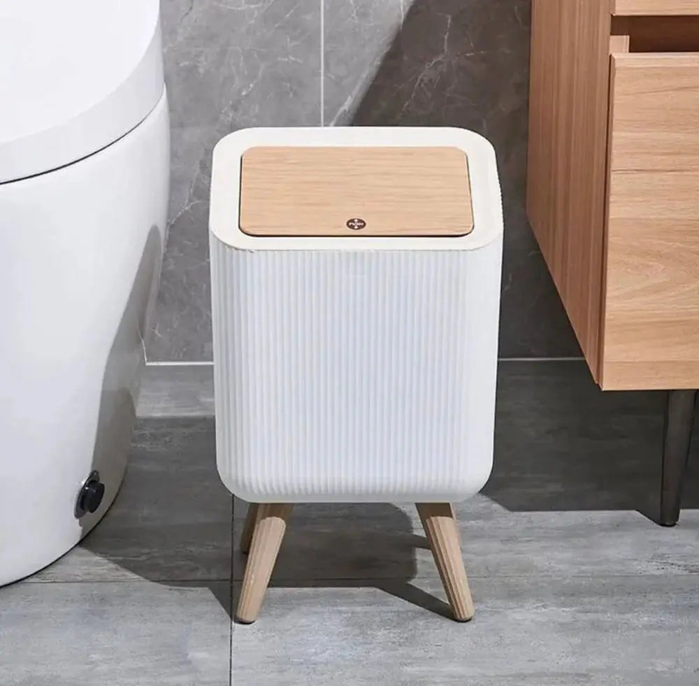 MHome Modern Push Top Trash Can with Lid – 10L Garbage Bin