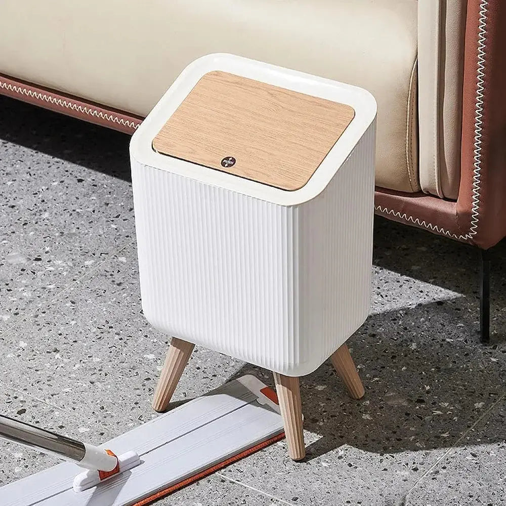 MHome Modern Push Top Trash Can with Lid – 10L Garbage Bin