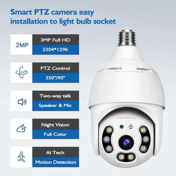 WIFI Surveillance Camera 360 Degree Smart HD Bulb Type Lamp Head