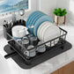 MHOME 2 Tier Dish Drainer Black Stainless Steel with Cup & Utensil Holders