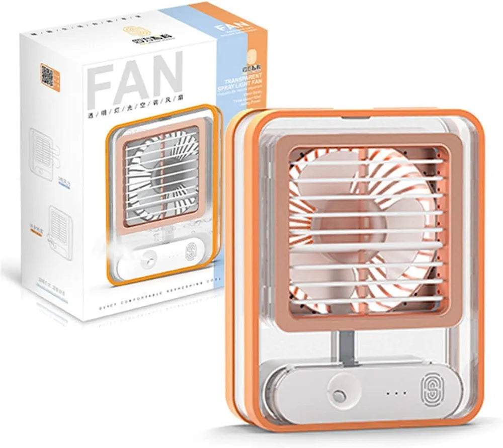 Portable Desk Fan with Night Light, 3 Speed with Spray