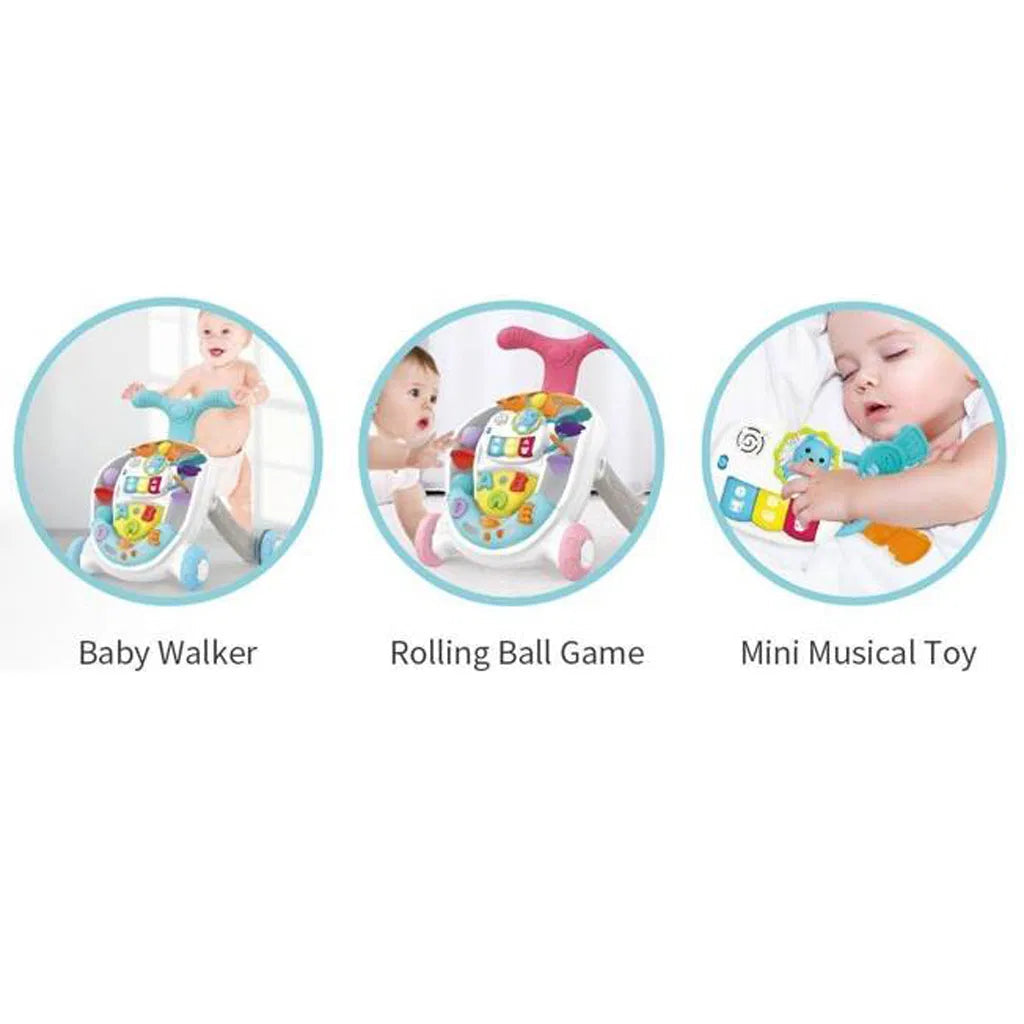 MKids 3-in-1 Multifunctional Baby Walker with Rolling Ball Game & Musical Toy