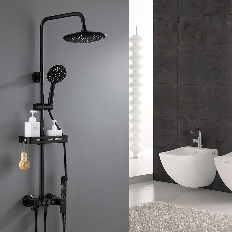 MHome Black & Gold Modern Shower System – 20.3 cm Rain Showerhead, Handheld & Tub Faucet