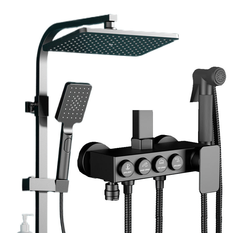 MHome Black & Gold Modern Shower System – 20.3 cm Rain Showerhead, Handheld & Tub Faucet
