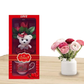 Red Gift Cup With Roses and Teddy Bear attached with Melody playing Speaker