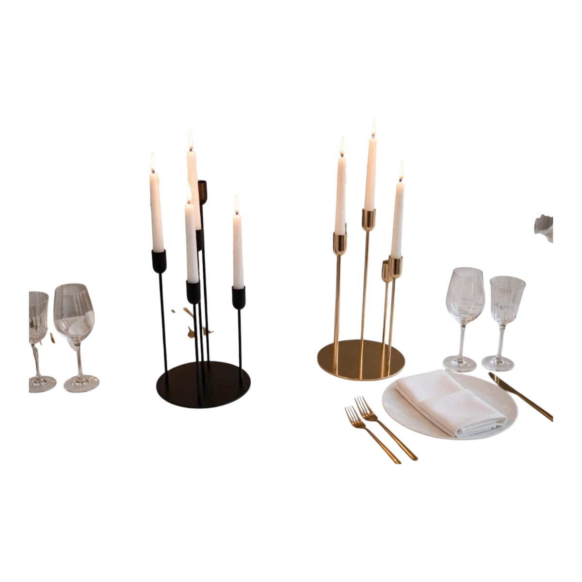 MHome Halloween Decorations Black Candle Holders for Taper Candles,Mantle Fireplace Metal 5 Arms Candelabra Table Centerpieces Candlesticks Christmas Party Wedding Decor-Available In Black or Gold