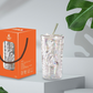 Tumbler Glass Cup with Glass Straw