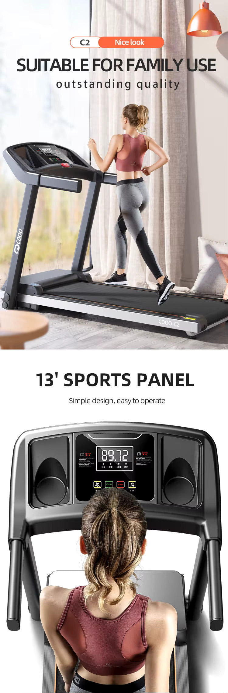 ProSportz C2 TREADMILL WITH LED SCREEN (1320 * 210 * 640mm)