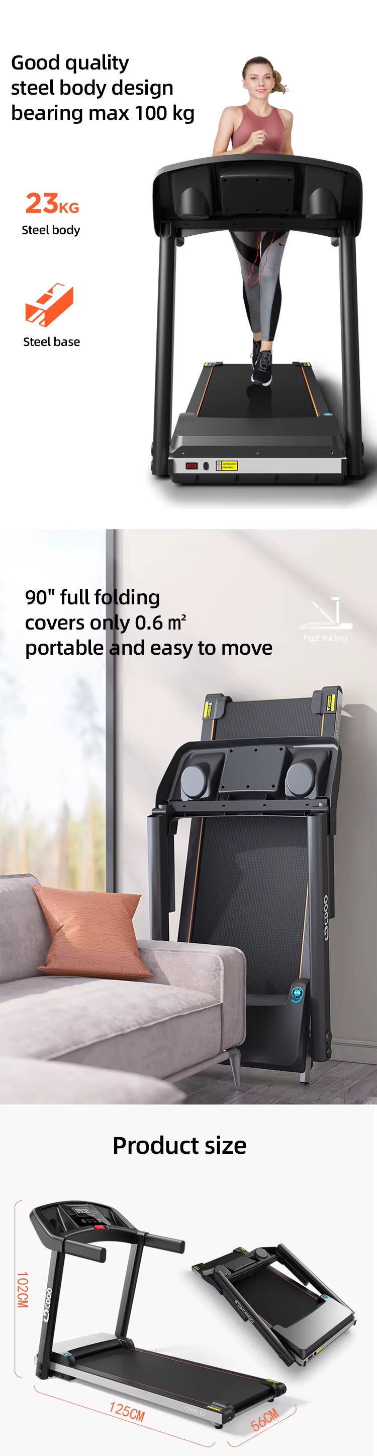 ProSportz C2 TREADMILL WITH LED SCREEN (1320 * 210 * 640mm)