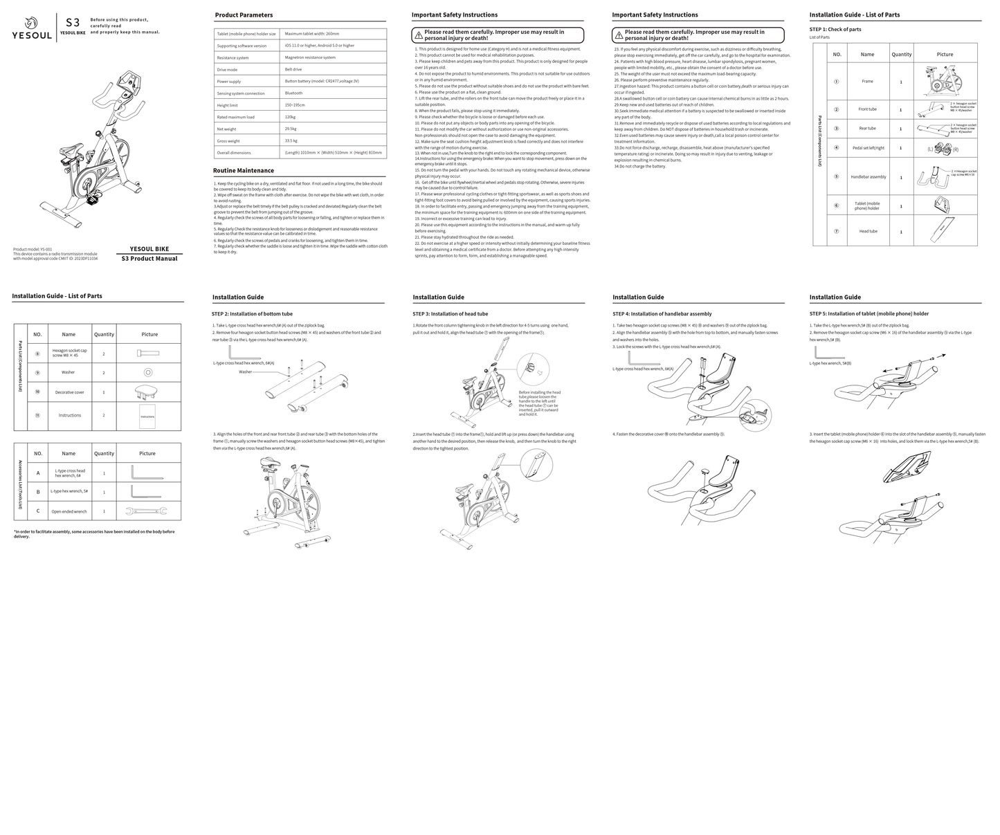 S3 Indoor Exercise Bike – Silent Magnetic Resistance Bluetooth Connectivity