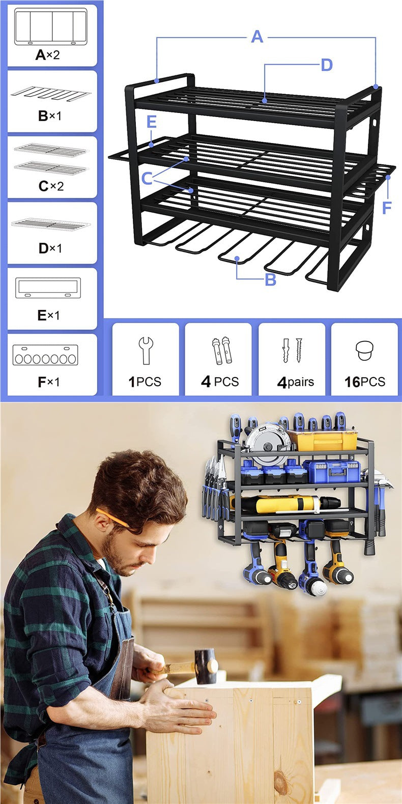 Wall-Mounted Tools Storage Rack – Megamall Online Store