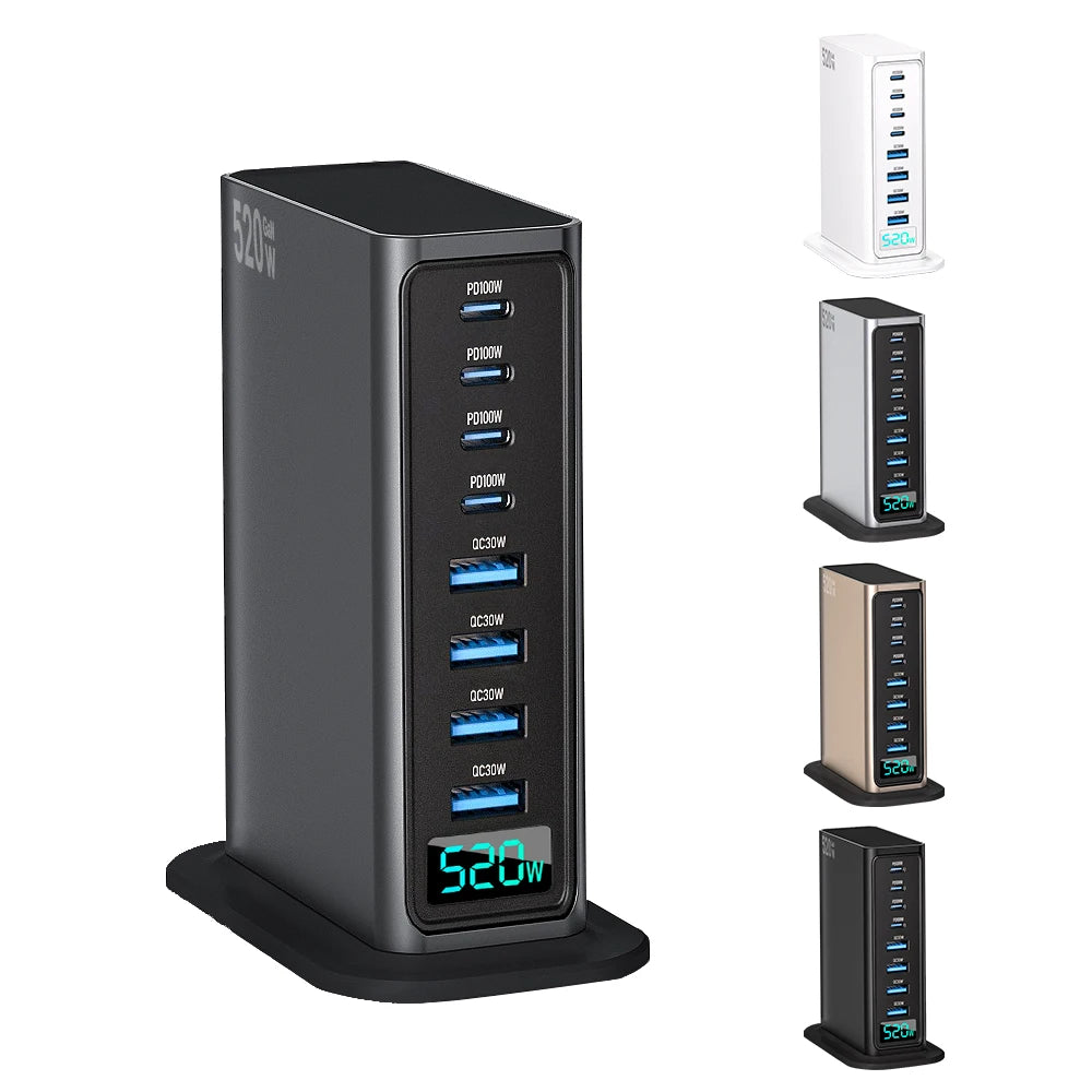 MTech 520W GAN 8-in-1 Fast Charger With Digital Display For Laptops & iPhones