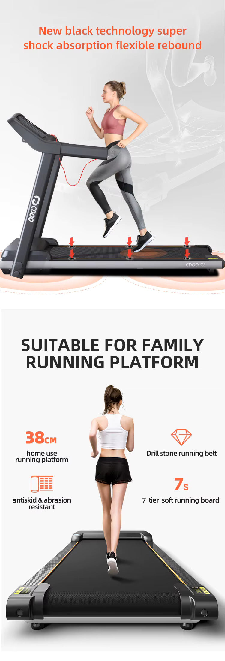 ProSportz C2 TREADMILL WITH LED SCREEN (1320 * 210 * 640mm)