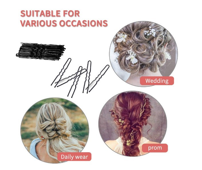 Black Metal Bobby Pin Hair Clips for Updo Hair Styling Accessories