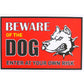 Red And White "Beware Of The Dog" Plastic Board 20cm x 30cm x 3mm