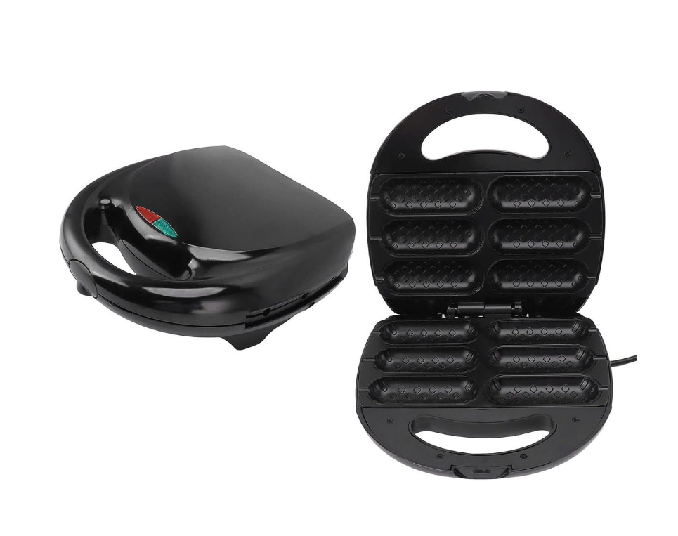 850W Portable Corn Dog Grill with Non-Stick Plates & Heat-Insulated Handle