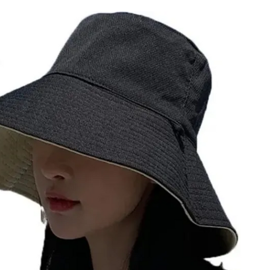 Anti-UV Wide Brim Sunscreen Fisherman Cap Outdoor Travel Caps (Black)