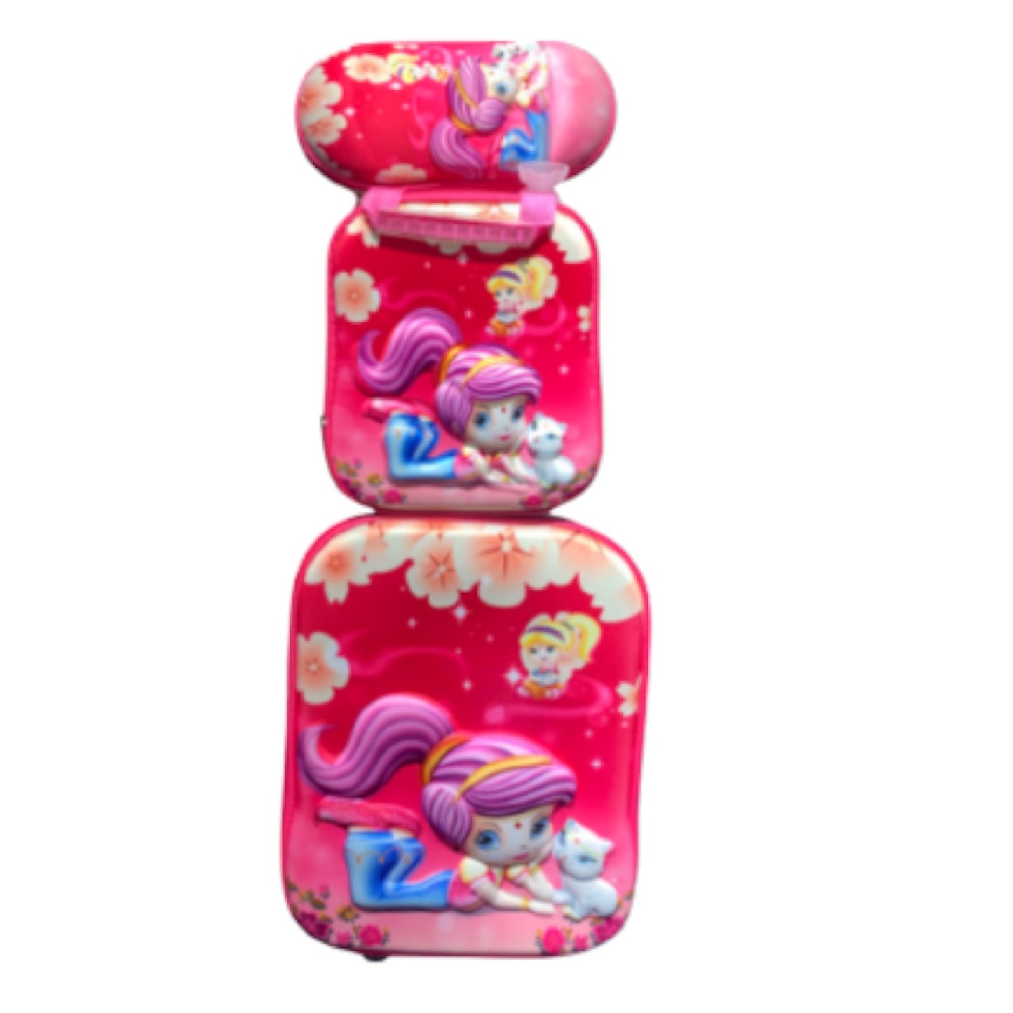 School Kids Trolley Bag Set Of 3 -Pink