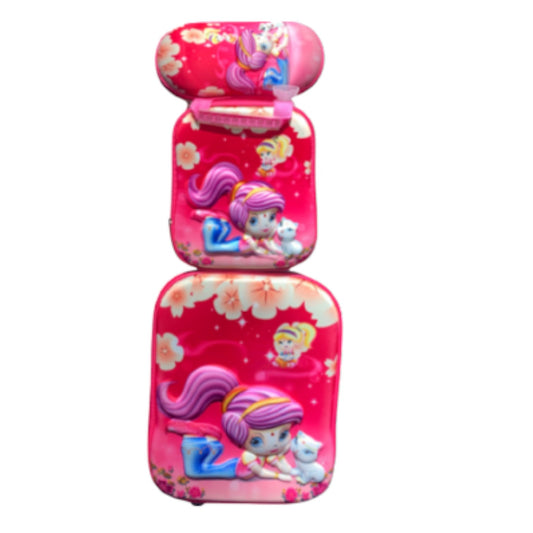 School Kids Trolley Bag Set Of 3 -Pink