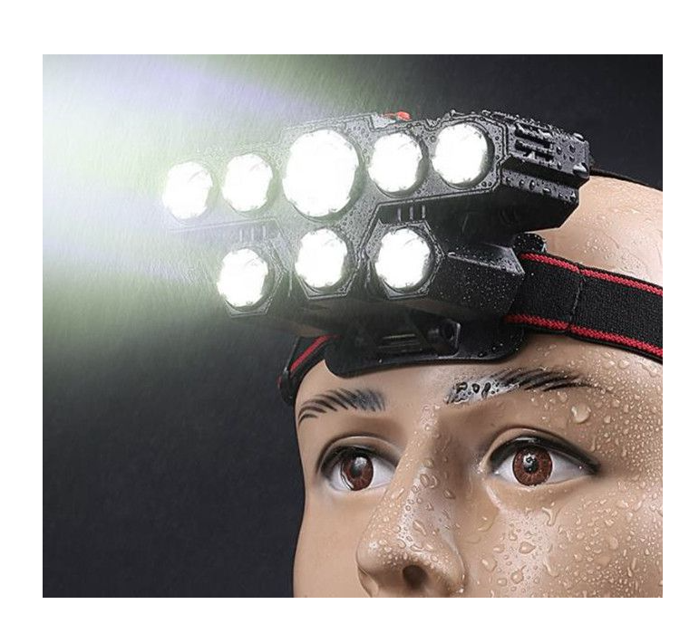 Outdoor Waterproof Super Light Lamp 8LED Headlamp USB Charge Headlight