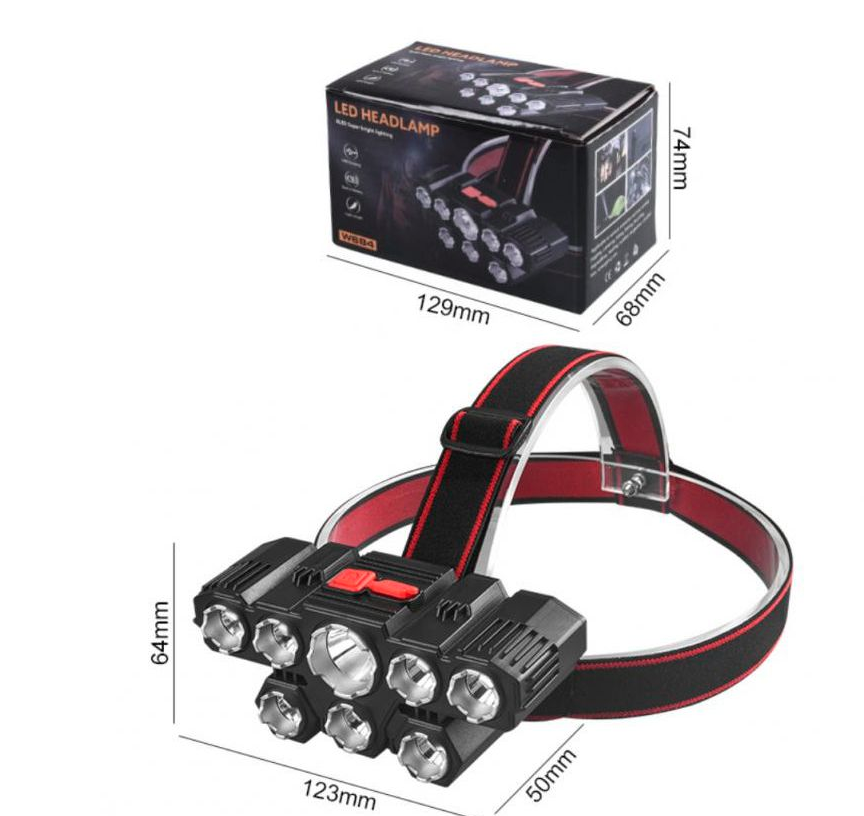 Outdoor Waterproof Super Light Lamp 8LED Headlamp USB Charge Headlight