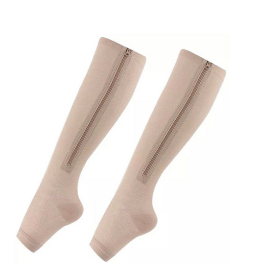 Zip Sox Calf Compression Sock -Beige