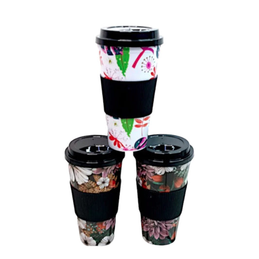 Reusable Travel Mug Floral Colours