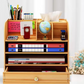 Storage Zone Multi-Compartment Wooden Desktop Stationery Organiser