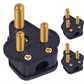 Plug-top Round 3 Pin 16amp Black Plastic - 5pc