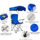 Folding Camping Chair with Shadow Sky, Portable Beach Outdoor Fishing Aluminum with Sun Protection and Carry Bag, Garden Chair for Beach, Pool, Garden, Blue (Color : Blue) XL
