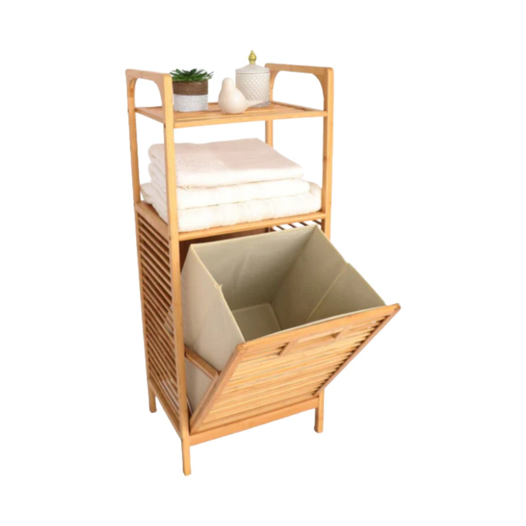 Bamboo Shelf & Laundry Basket