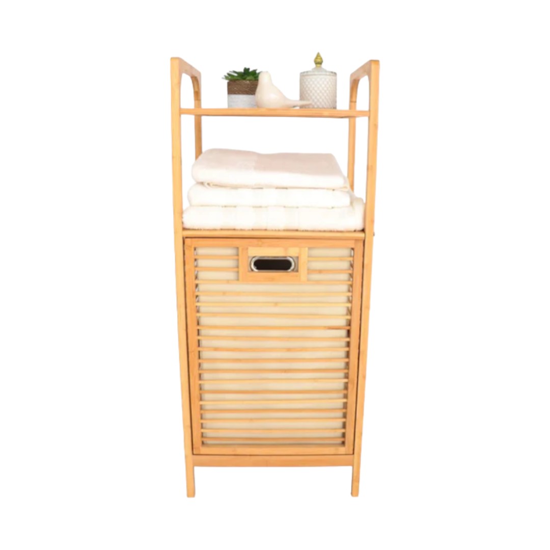 Bamboo Shelf & Laundry Basket