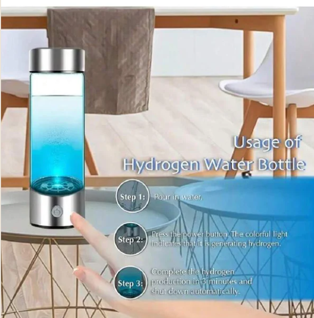 Hydrogen H2O Water Bottle - Portable And Rechargeable Hydrogen Generator For Rich Pure Water
