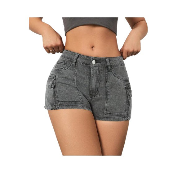 Ladies Sexy Denim Shorts Grey