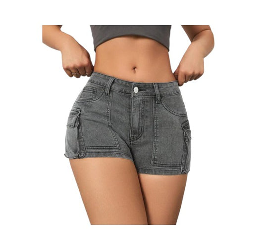 Ladies Sexy Denim Shorts Grey