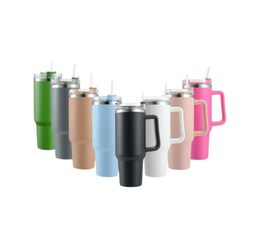 Double Wall Travel Mug Stainless Steel Vacuum Flask with Straw Hot/Cold