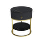 Double Round Bedroom Bedside Table, Display Cabinet With Drawers, Rock Slab Table Top + Iron Bracket Coffee Table Table