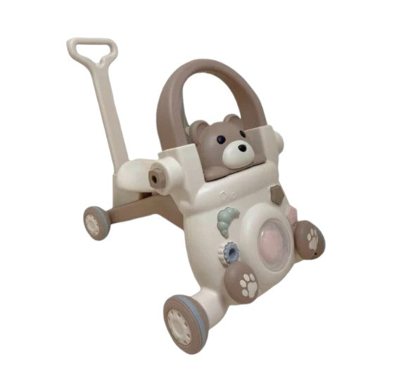 4-in-1 Baby Walker with Parent Push Handle, Baby Push Walker, Multifunctional Baby Sit to Stand Walker