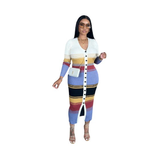 Ladies Block Colour Knitted Dress