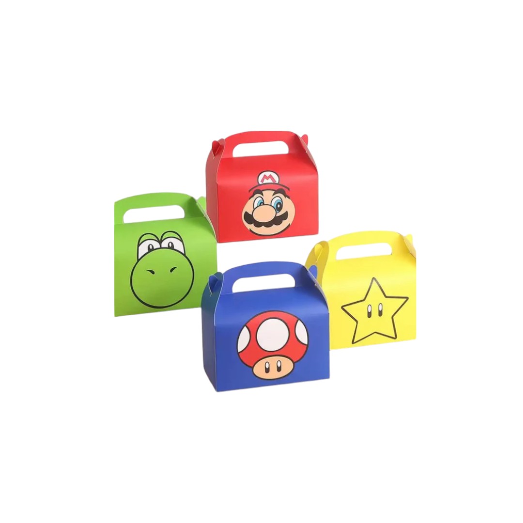 Super Mario Bros. Theme Party Boxes- 12 Boxes / Various Colours