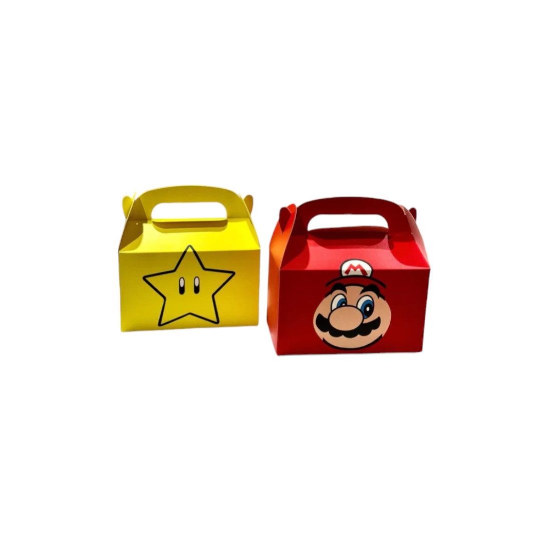 Super Mario Bros. Theme Party Boxes- 12 Boxes / Various Colours