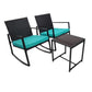 MFurn Gigi 3-Piece Patio/Bistro Rattan Rocking Chair Set with Cushions and Glass Table